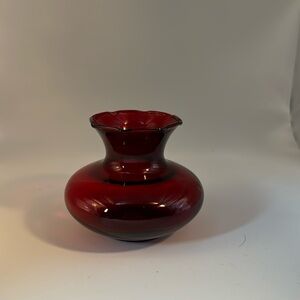 Vintage Royal Ruby Red Glass Vase by Anchor Hocking